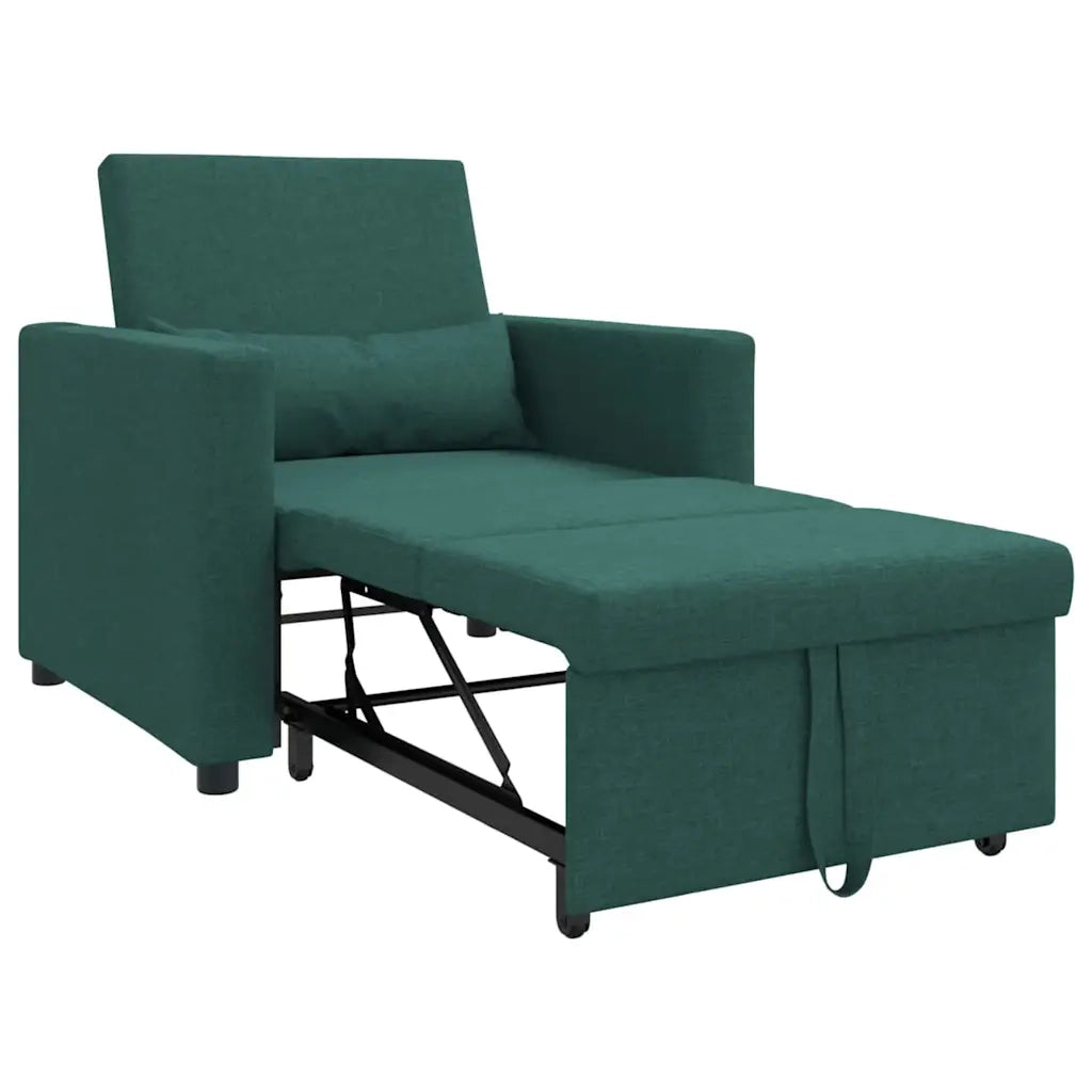 vidaXL Divano Letto Singolo Verde scuro 90 x 165 x 87 cm Tessuto
