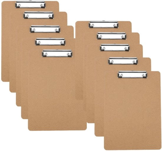 Klembord A6 - Houten Klemborden - Clip Metallico - Punti di Fermo per Carta - Sostegno per Appendere - Robusto e Luccicante - Tabellone per Note