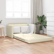 Divano Letto a Pavimento 2-in-1 Crema 124x71x78 cm Pelle Sintetica