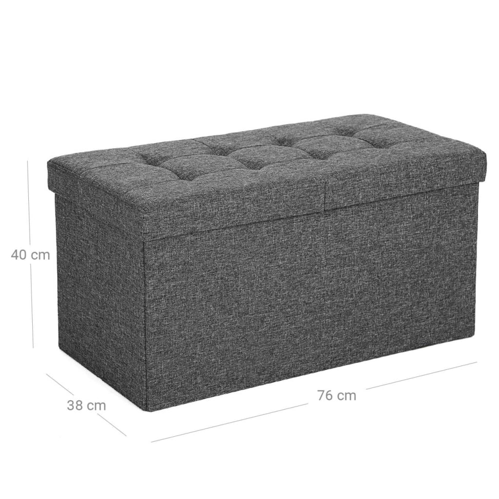 Cassapanca con coperchio ribaltabile (apertura su 2 lati) panca portaoggetti capacità di carico 300 kg 76 x 38 x 38 cm grigio 12_0005138