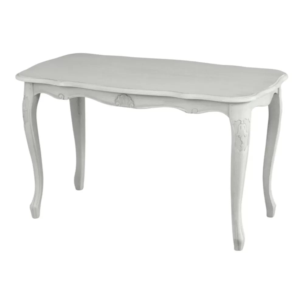 Tavolino rettangolare shabby legno bianco anticato 77x38x46 - Mobili 2G