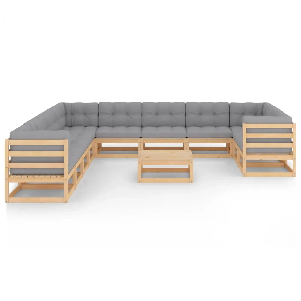 Set Divani da Giardino 12 pz con Cuscini Legno Massello di Pino cod mxl 44717