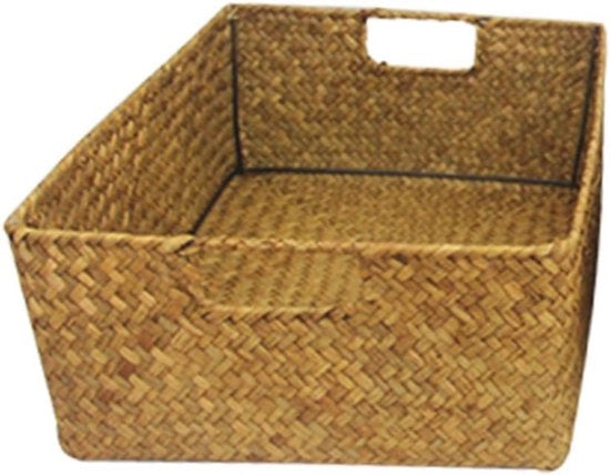 Cestello a Tessuto a Mano Quadrettato - Rattan Naturale - Organizzatore per Abbigliamento e Giocattoli