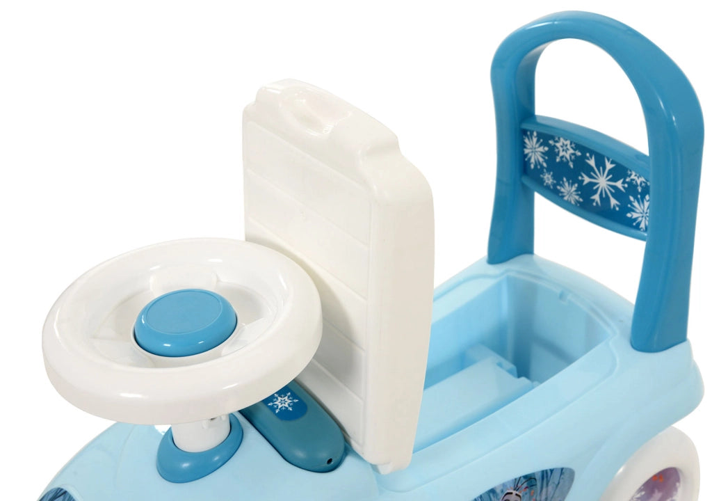 Macchina Cavalcabile per Bambini Volante Direzionabile Vano Contenitore e Telefono Disney Frozen Azzurro