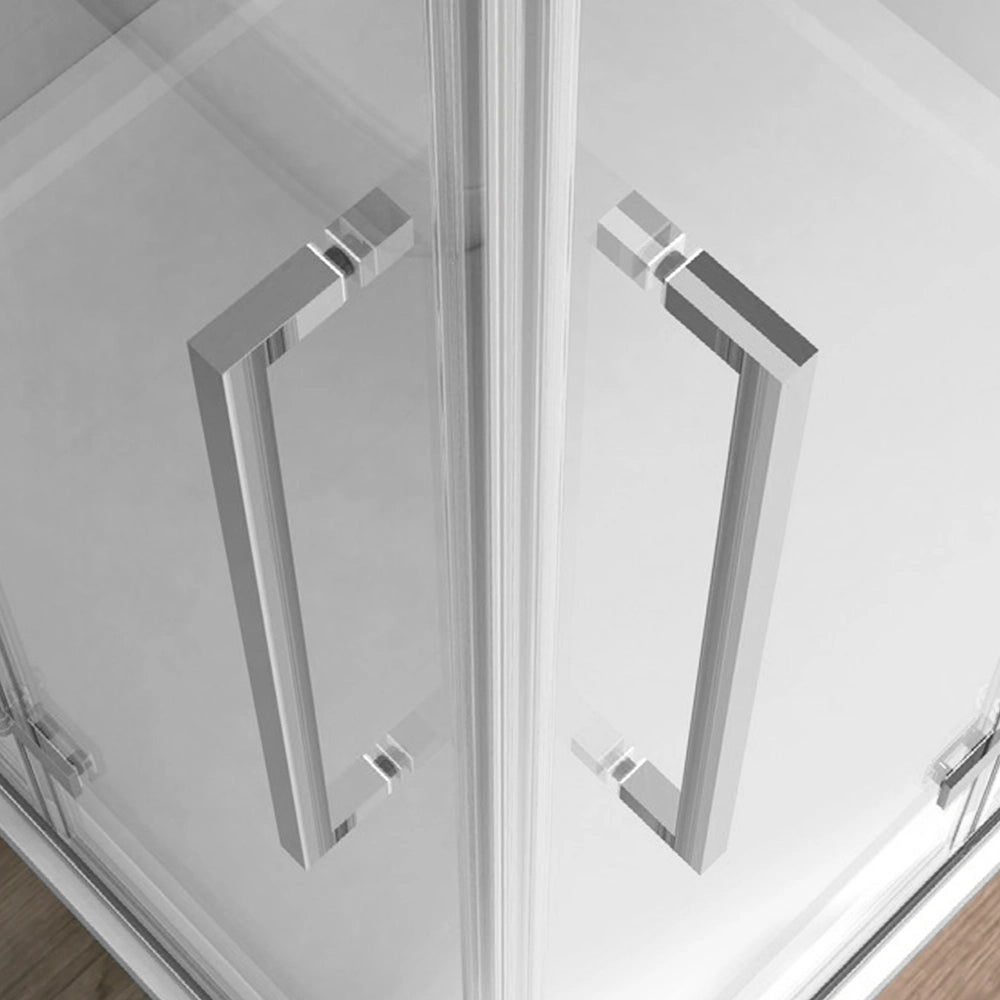 Box doccia angolare 80x80 in vetro temperato trasparente doppio soffietto con profili cromo Neos