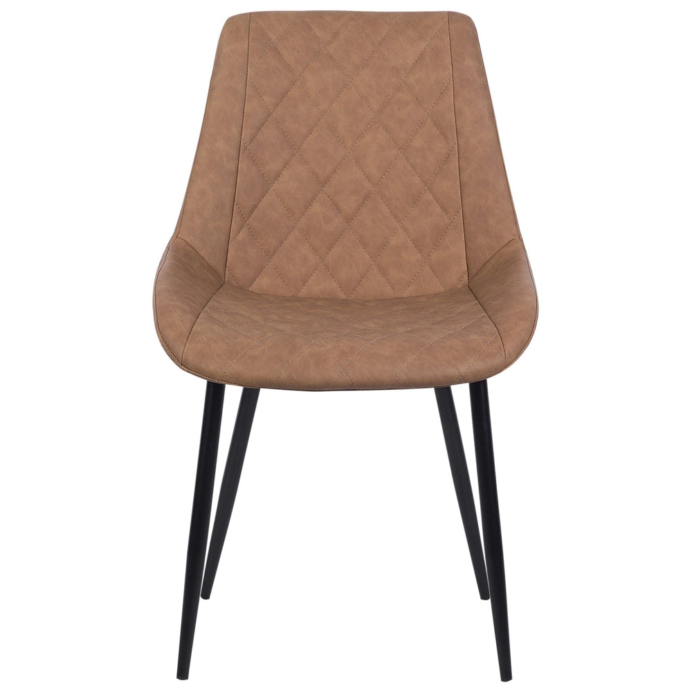 Set di 2 sedie da pranzo Cucina con rivestimento trapuntato in ecopelle marrone dorato
