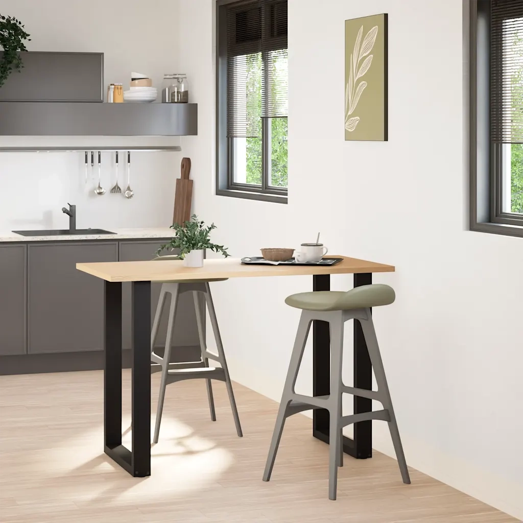 vidaXL Gambe per tavolo da bar a forma di U 2 pz nere 60x(90-91) cm in acciaio