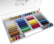 64 pezzi; set di ago: 32 gomiti e 32 ago gomiti per macchine da cucire, diverse colori, 100% poliestere + 5 ago universali per macchine da cucire