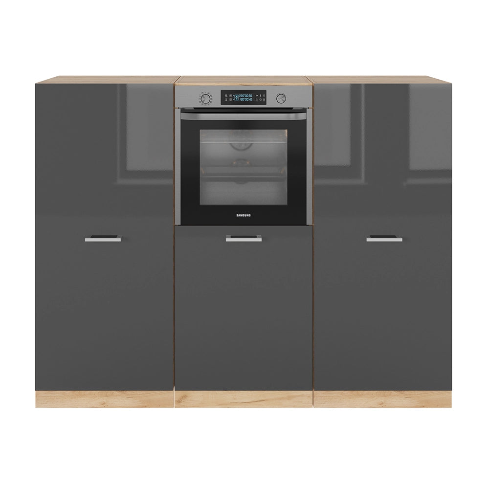 Vicco Cucine componibili piccole Antracite lucido/oro power oak 180 cm senza piano di lavoro