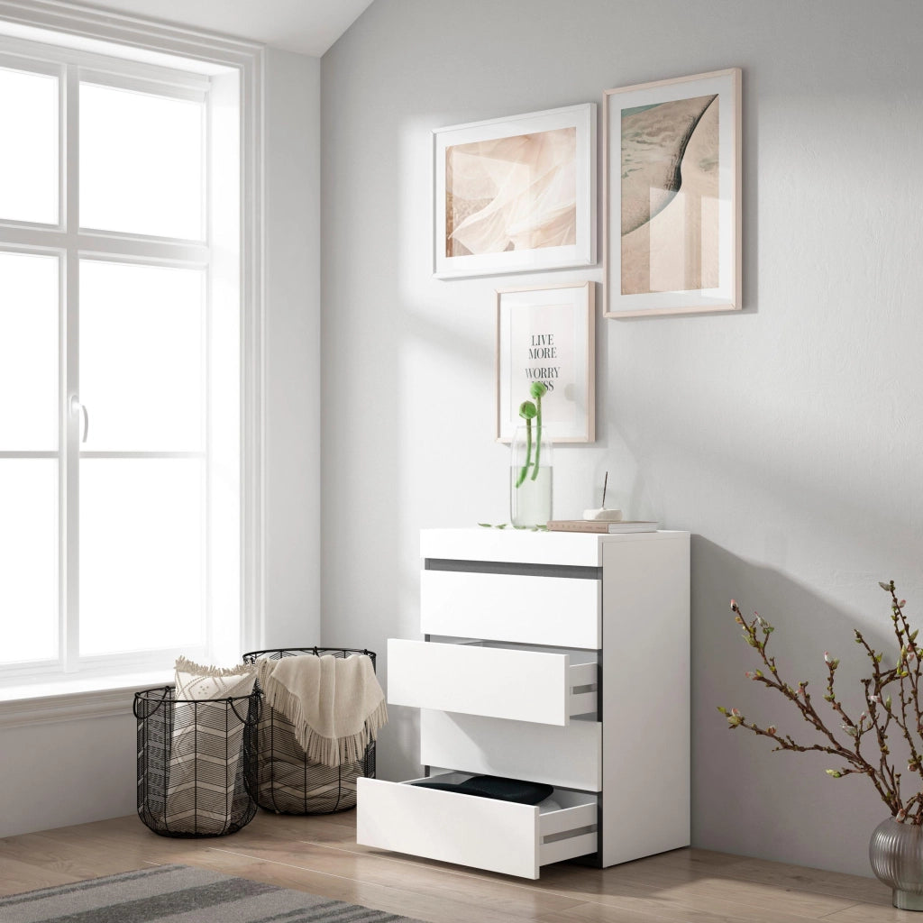 Cassettiera, 57x35x75cm, Camera da letto, Con Stoccaggio, Bianco e nero RF3420