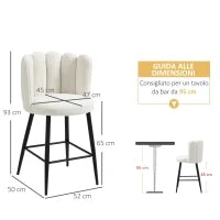Sgabelli da Cucina Set 2 Pz in Poliestere, Acciaio e Gommapiuma con Poggiapiedi Regolabile, 52x53x93 cm