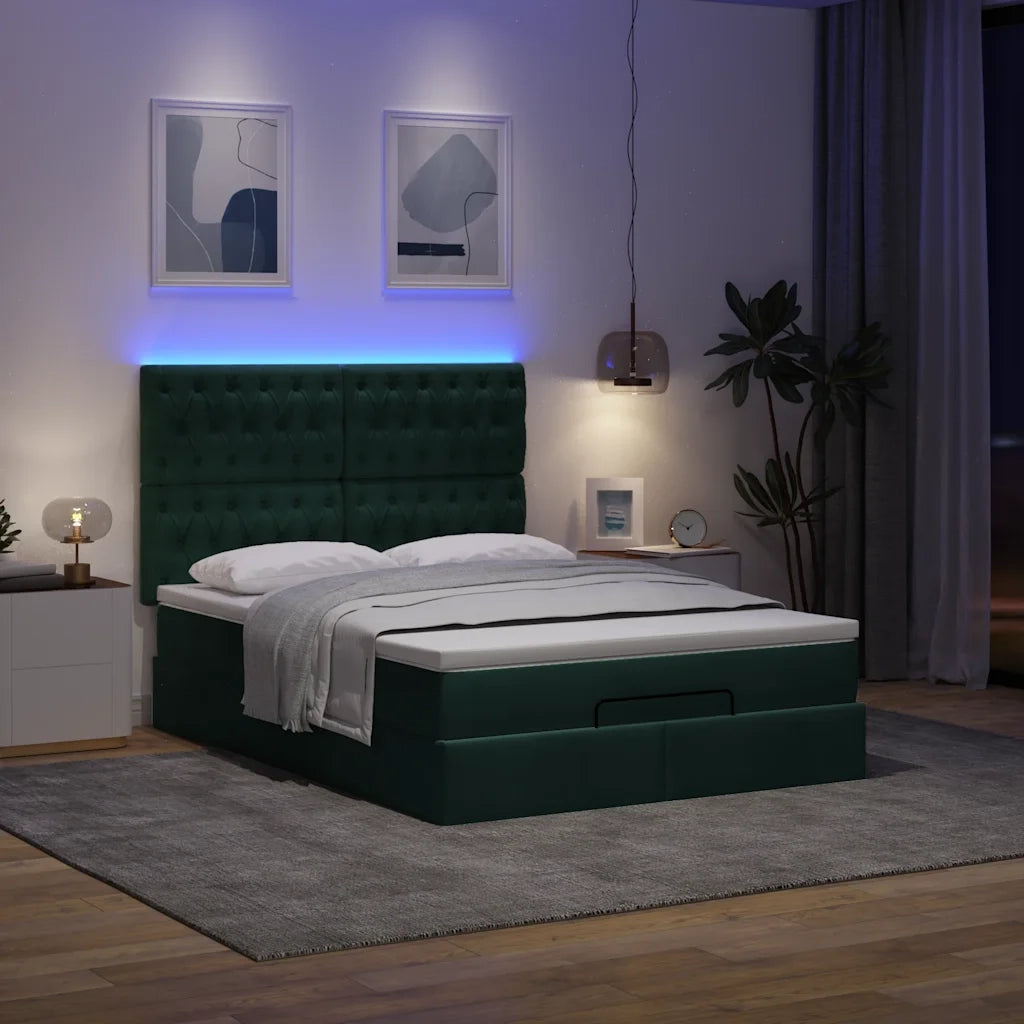 vidaXL Struttura Letto Pouf con Materassi 140x190 cm in Velluto