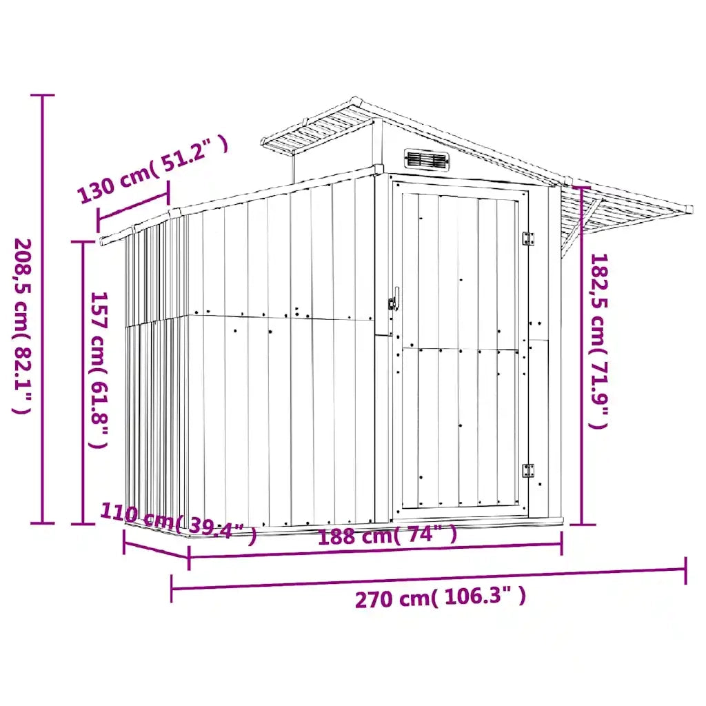 Capanno da Giardino Verde 207x130x208,5 cm Acciaio Zincato 316242