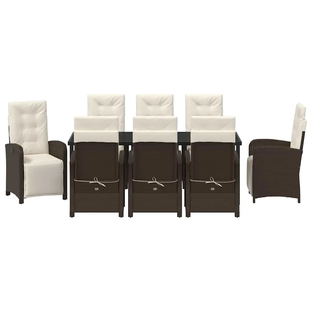 Set da Pranzo per Giardino con cuscino 9 pcs Marrone polyrattan 3380322