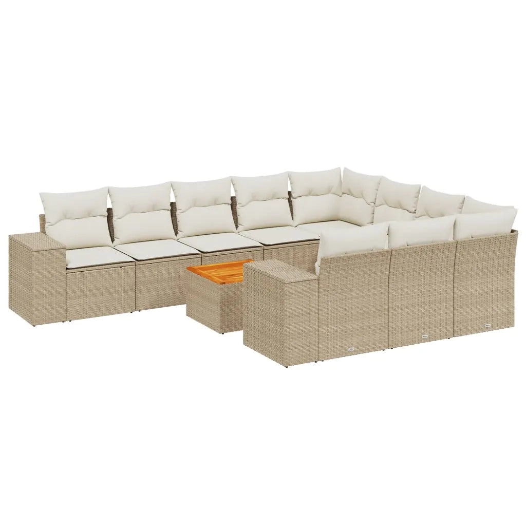Set Divani da Giardino 11 pz con Cuscini Beige in Polyrattan 3225624