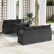 Set Divano da Giardino con cuscino 7 pcs Nero Poly Rattan 3357486