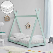 [en.casa] Letto per Bambino a Forma di Tenda Indiana con Materasso a Schiuma Fredda Anallergico Lettino Tipi in Legno di