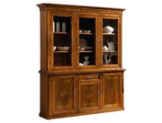Cristalliera classica legno 3 porte intarsio bassano 175x49x222 - Mobili 2G