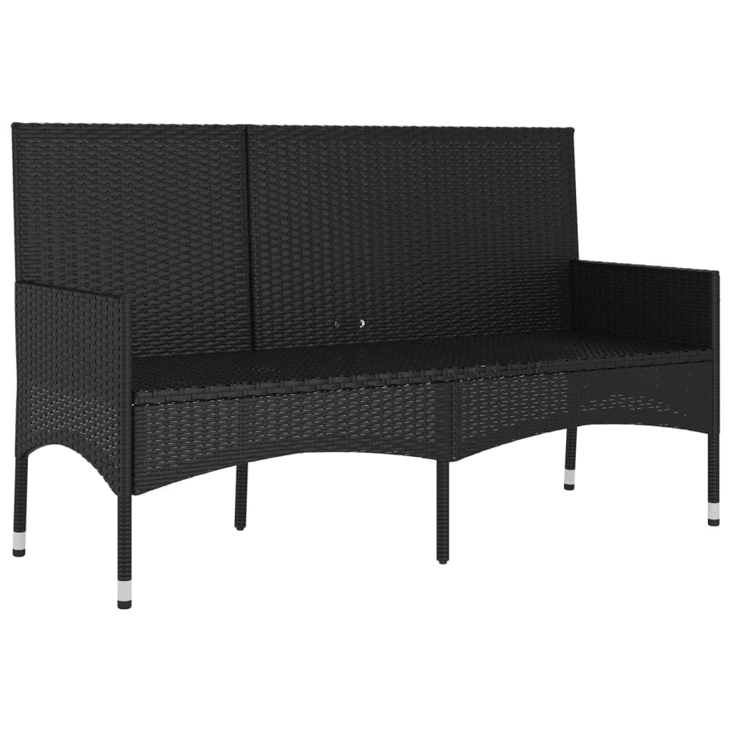 Panchina da giardino a 3 posti/arredamento da esterno per patio con cuscini 140 x 51 x 85 cm resina intrecciata nera 02_0011791