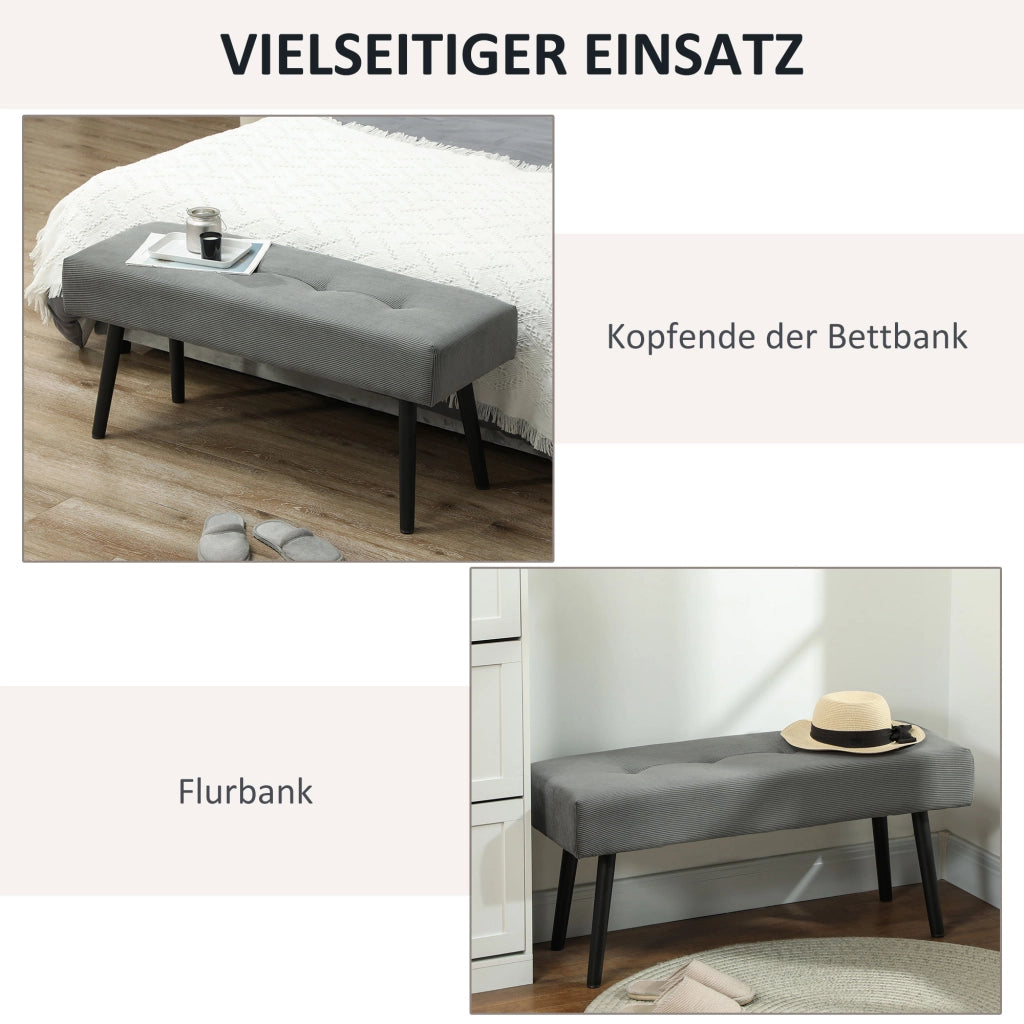 Panca imbottita con rivestimento in corda ¨C zephmum ¨C Grigio 100x36x45 cm
