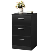 Comodino con 3 cassetti 35 x 38 x 67 cm spazio di archiviazione multiuso stile semplice MDF nero 20_0019589