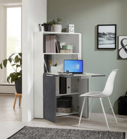 Armadio Angolare con Scrivania a Scomparsa 56x56x35x140h cm Dalia Bianco/Report Grigio