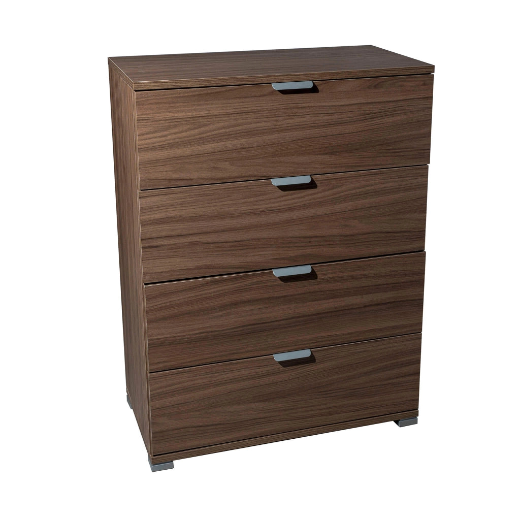 CASSETTIERA BASIC CON 4 CASSETTI IN LEGNO DI NOCE MARRONE 60 X 38 X H 85 CM