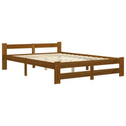 Letto matrimoniale | Letto per adulti | Giroletto senza Materaso Ambrato in Legno di Pino 140x200 cm