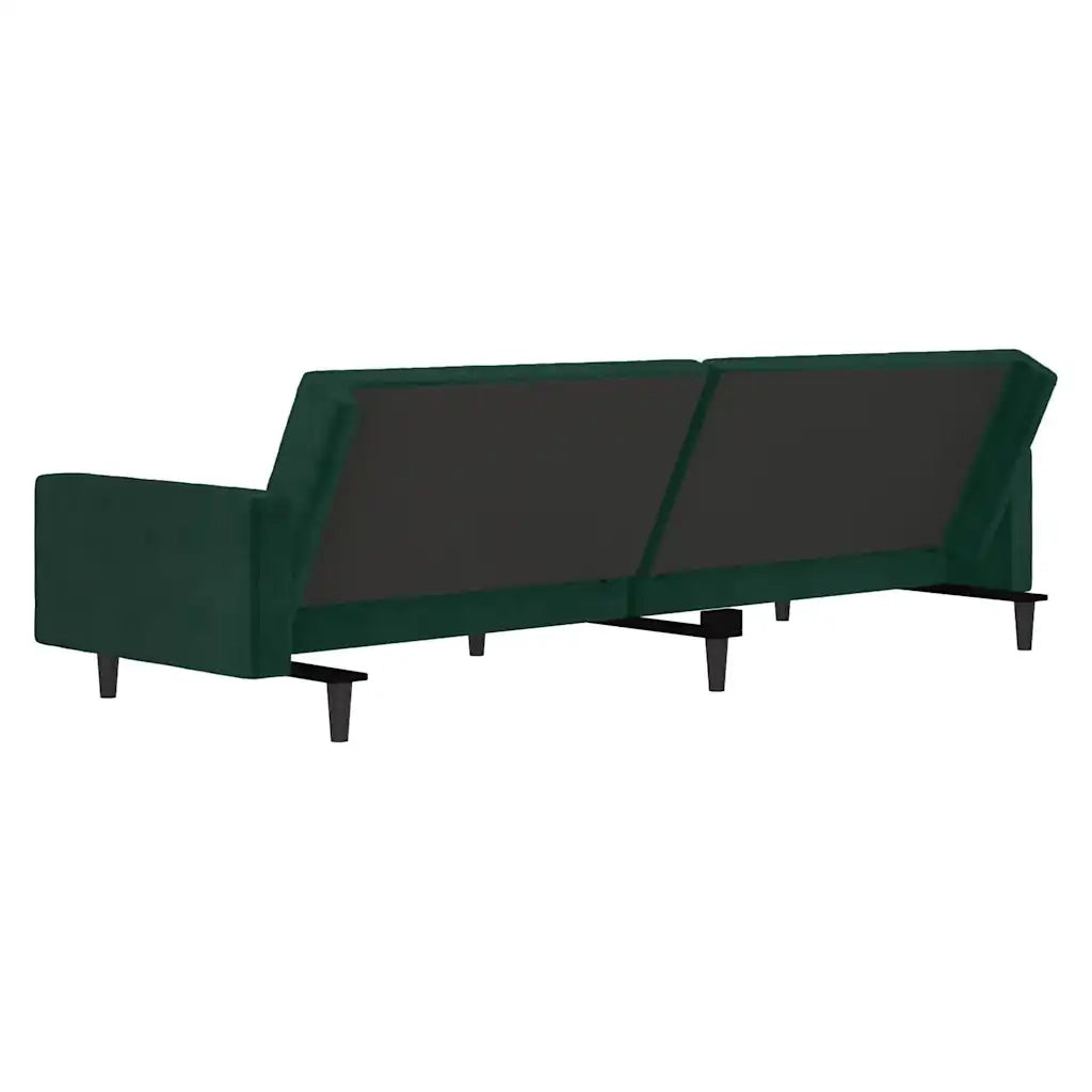 Divano Letto a 2 Posti Verde Scuro in Velluto 375739