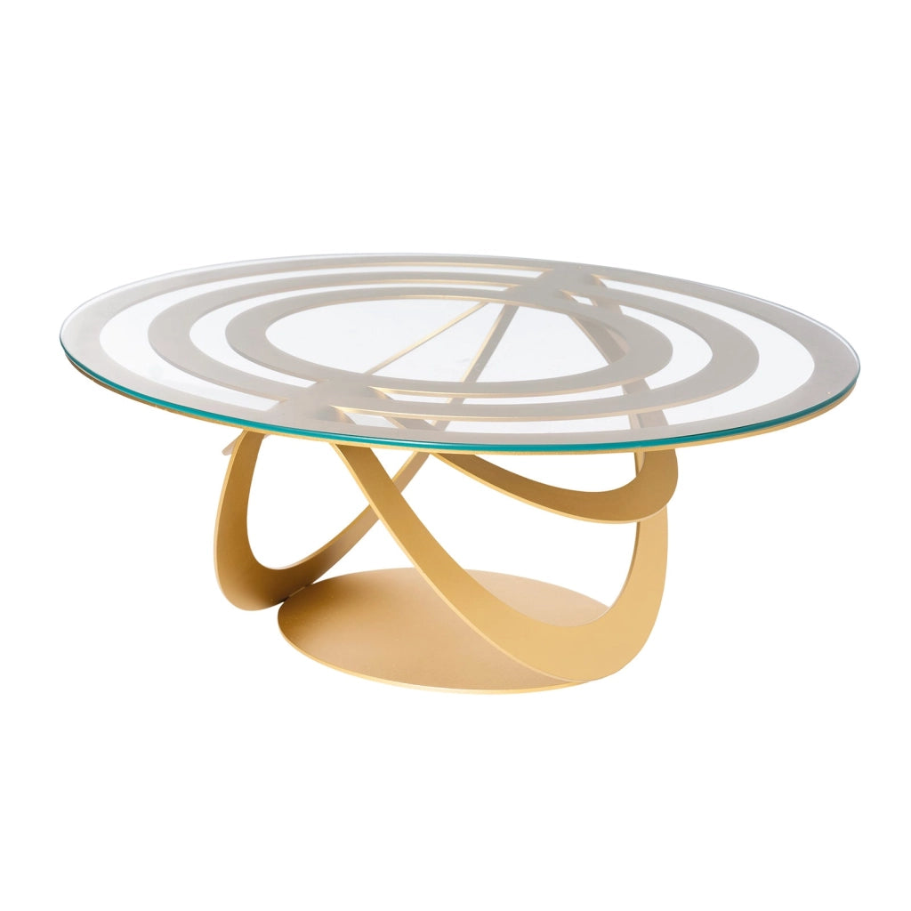 Tavolino in ferro e vetro Optical ovale Oro trasparente