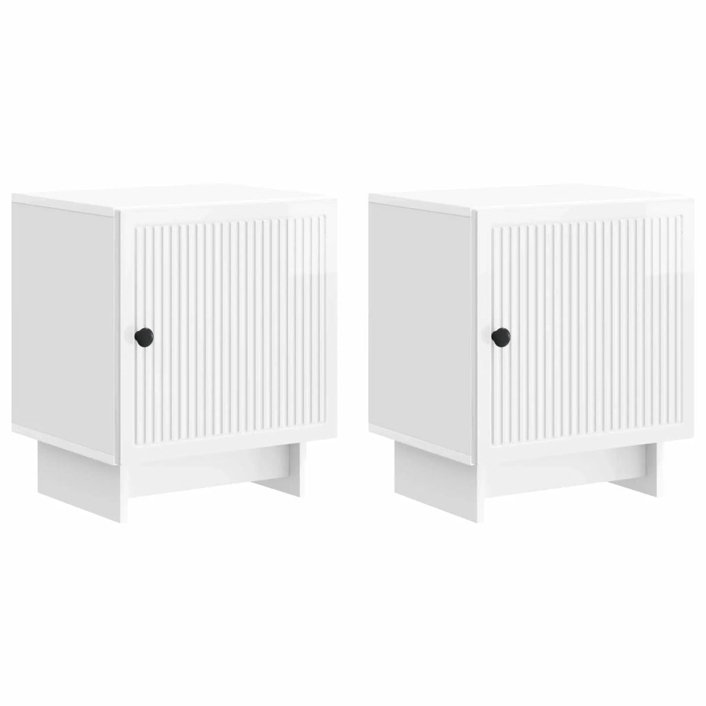 Armadio da Notte 2 pcs Bianco Lucido 43 x 34,5 x 50 cm