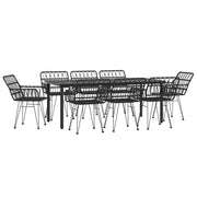 Set da pranzo da esterno/mobili da giardino in resina intrecciata nera da 9 pezzi 02_0014397