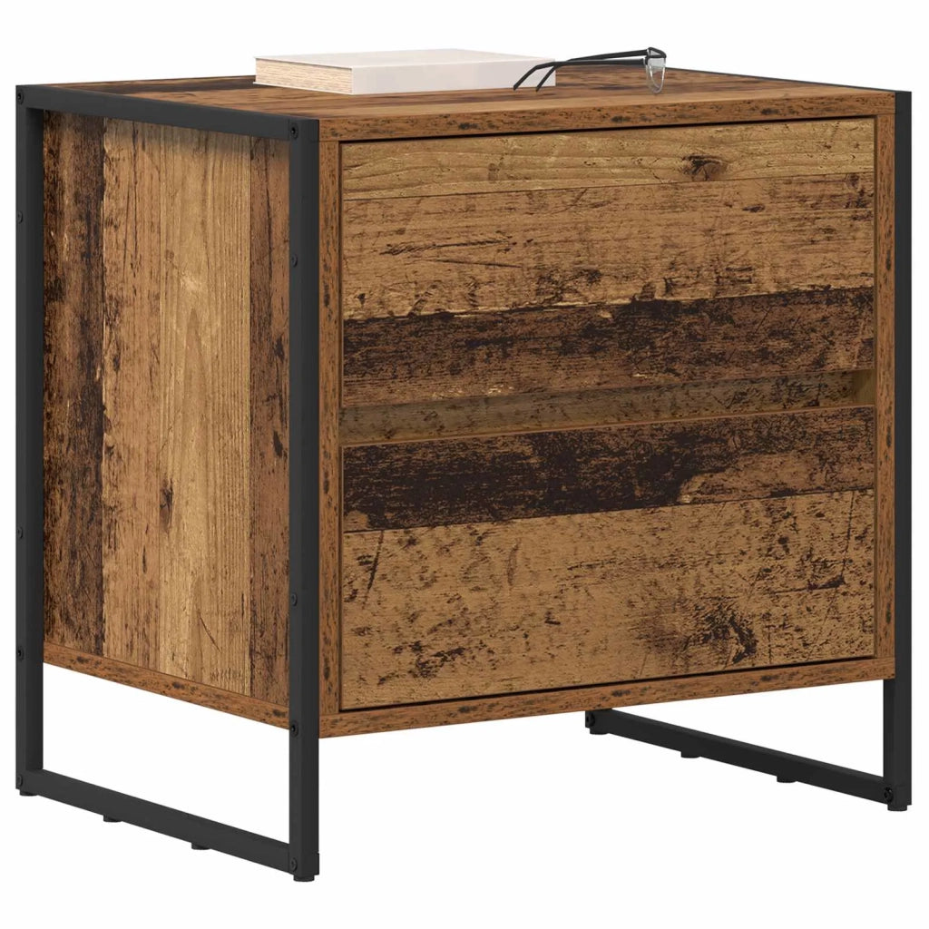 Comodino con cassetto 2 pz-Set di 2 Tavolino da notte Legno vecchio 50 x 39.5 x 50 cm