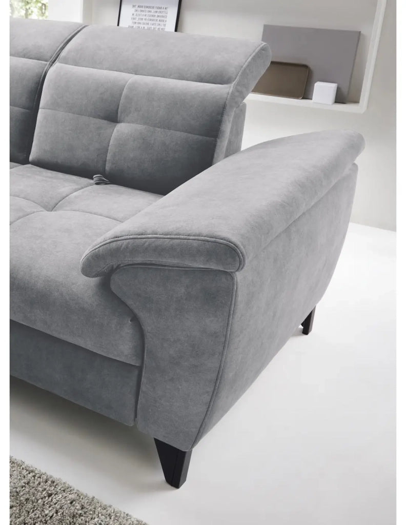 Divano ad angolo Grigio 5 posti angolo sinistro seduta alta 48cm INFERNO