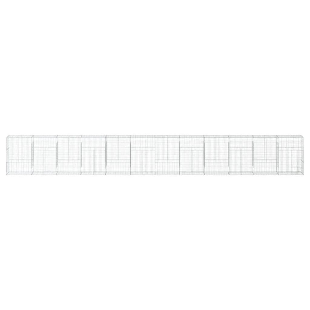 Gabbione recinto a gabbia muro di contenimento con coperchio 1200 x 50 x 150 cm ferro zincato argento 02_0040135