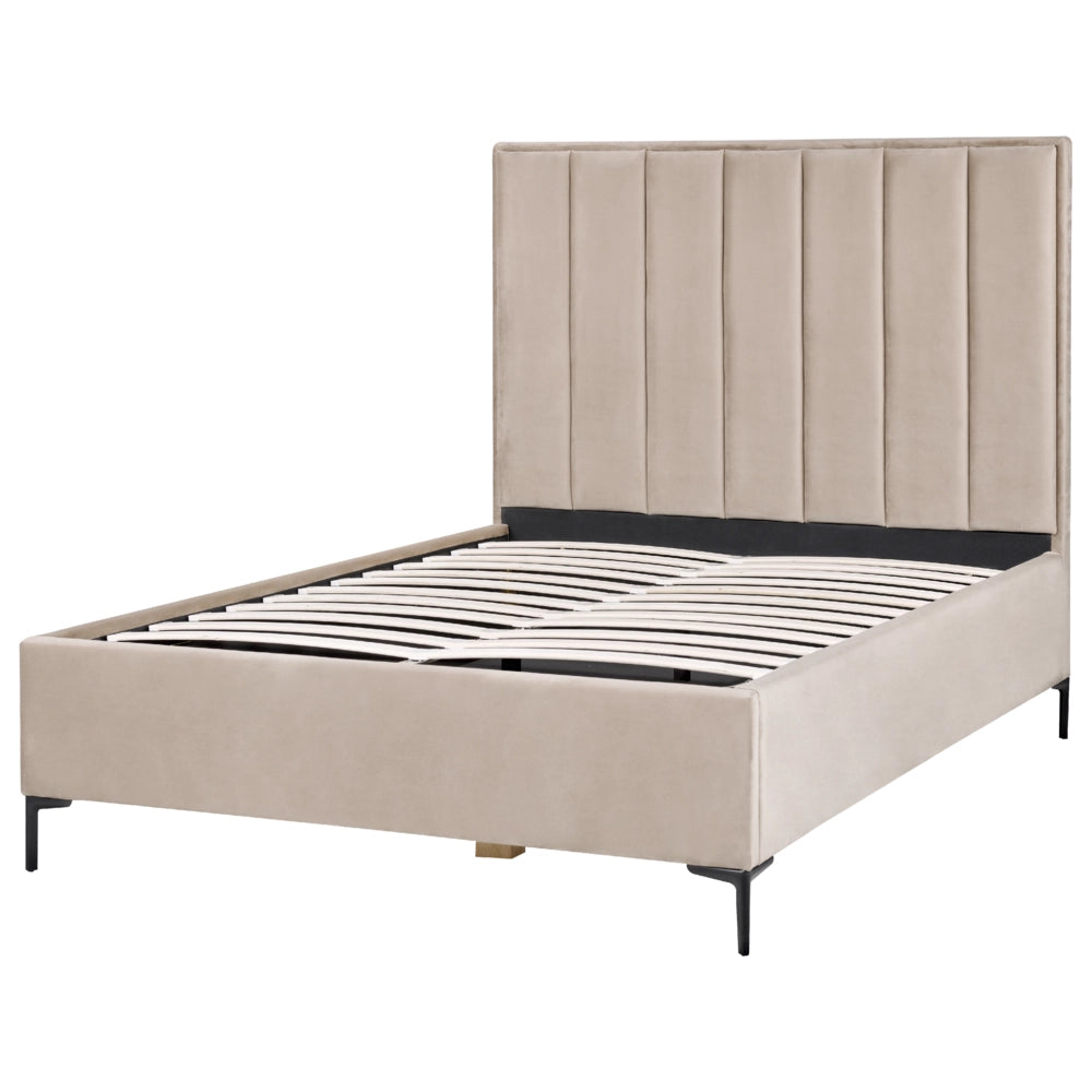Set camera da letto in velluto grigio tortora matrimoniale 140 x 200 cm letto con contenitore 2 comodini imbottiti
