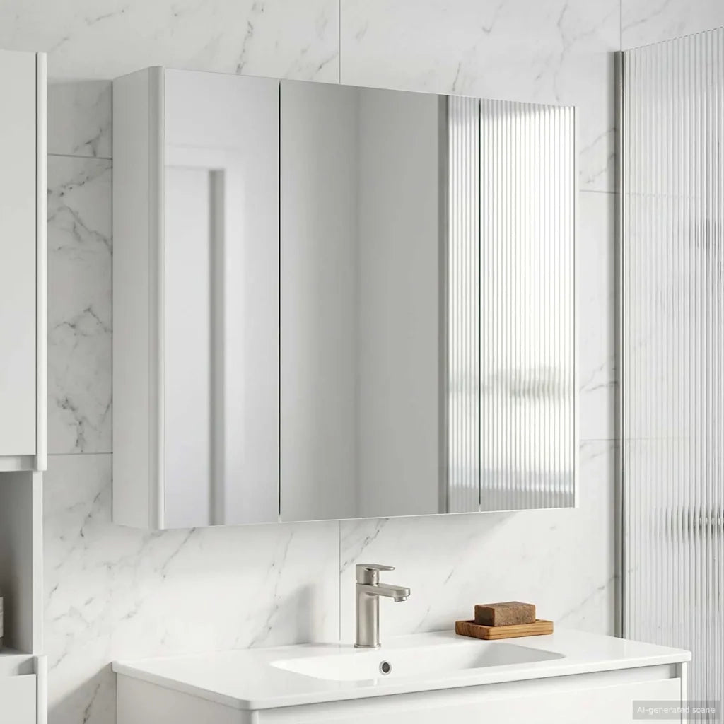 Mobiletto per specchio da bagno Bianco 83,5 x 15,5 x 70 cm 889263