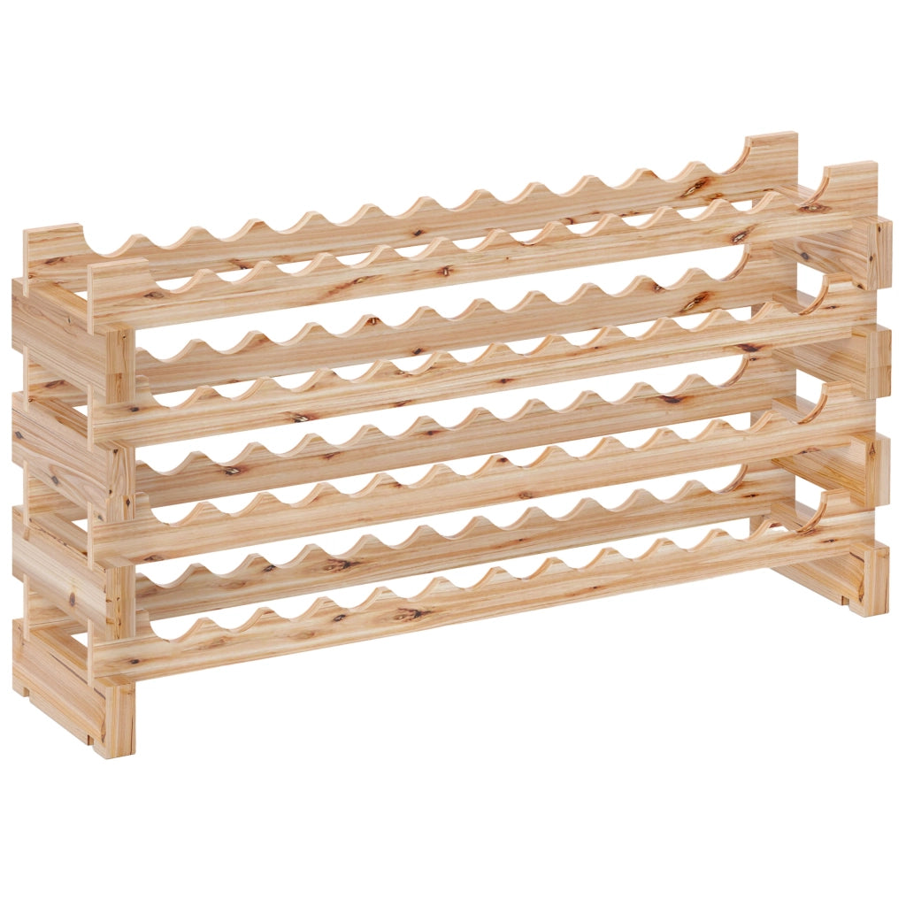 Portabottiglie in Legno di Pino, Cantinetta Vini con 4 Ripiani per 48 Bottiglie, 114x28x56.5 cm, Colore Legno