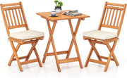 Mobili da balcone piccolo balcone, tavolo da bistrot con 2 sedie, set di mobili da giardino in legno pieghevole, set da balcone per esterni, per 2 persone, set da giardino con cuscino