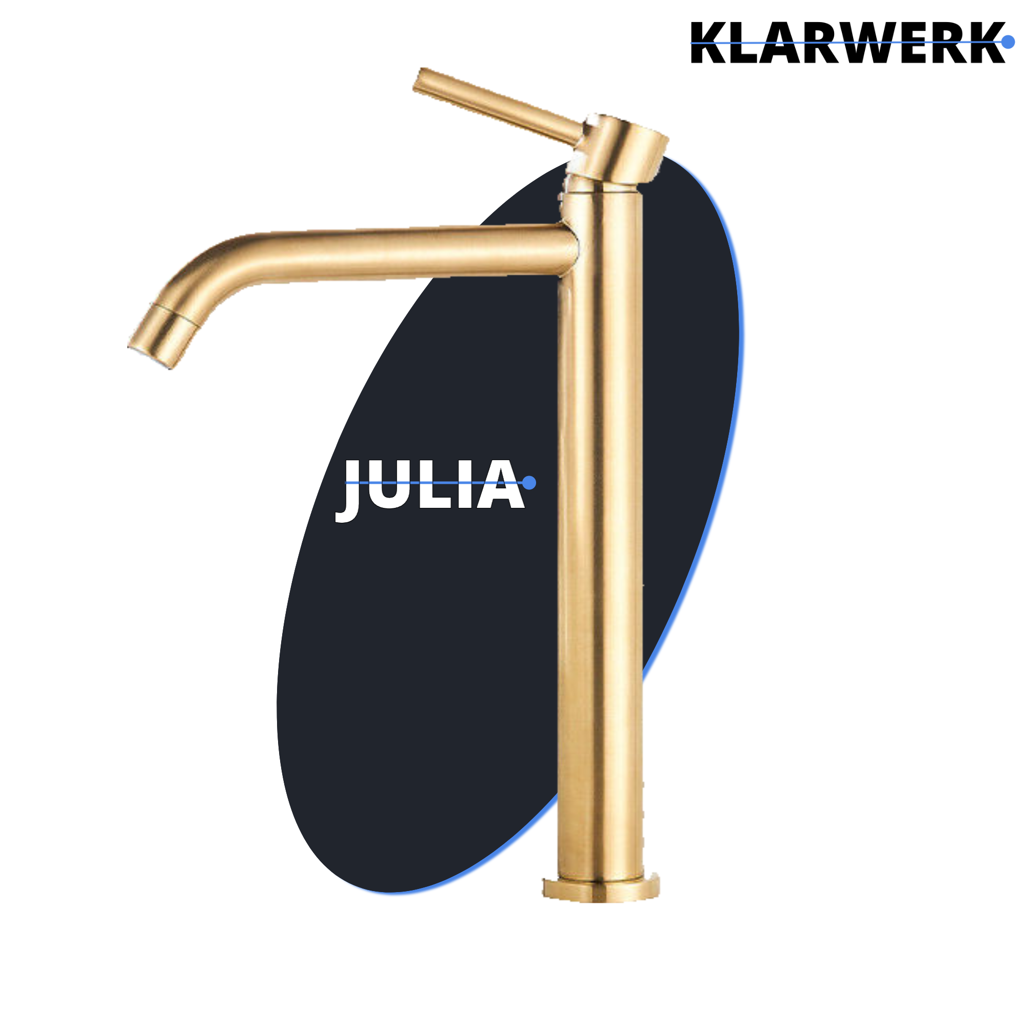 Julia | Rubinetto da bagno alto Hotel Gastro Gold spazzolato |Rubinetto premium in acciaio inossidabile per lavelli alti |Rubinetto ad alta pressione