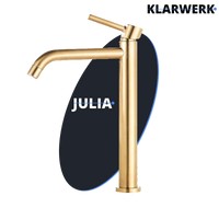 Julia | Rubinetto da bagno alto Hotel Gastro Gold spazzolato |Rubinetto premium in acciaio inossidabile per lavelli alti |Rubinetto ad alta pressione