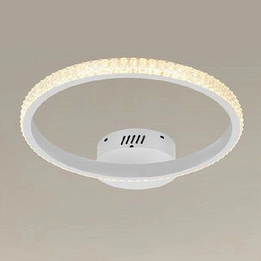 Trade Shop - Plafoniera Led 24w Cerchio Effetto Cristallo Bianco Luce Fredda Calda Naturale 31715 -