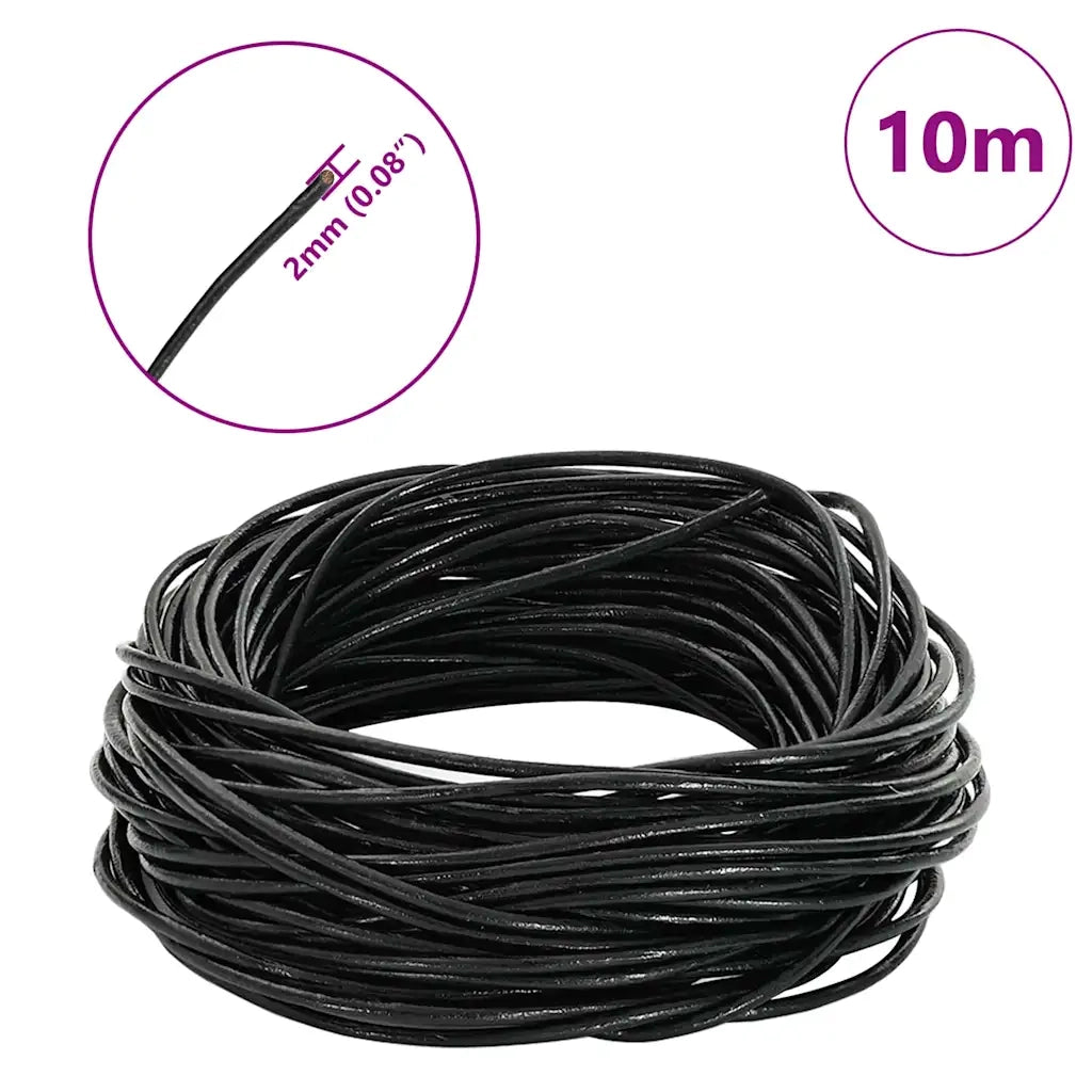 Cordino in Pelle Nero ?2 mm x 10 m Pelle CFW4967663