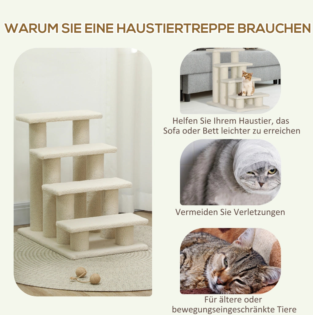 Scala a 4 gradini per animali con rivestimento in peluche