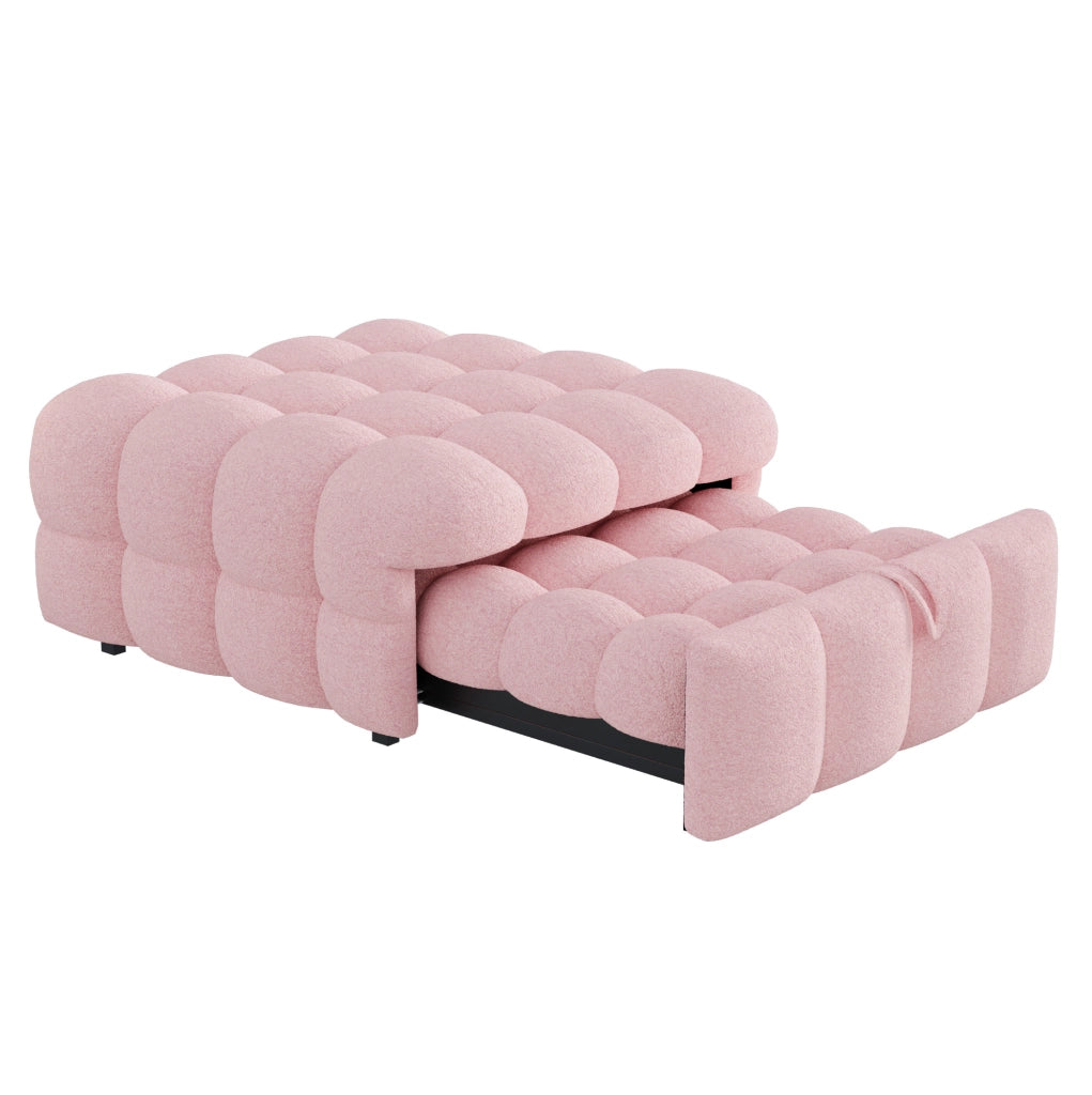 DIVANO LETTO 183x76x42 cm in Teddy Rosa