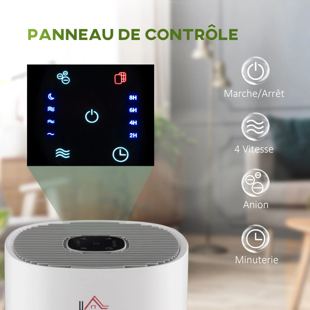 Purificatore d'aria HEPA con ionizzatore ¨C Xylo ¨C CADR 225m3/h, timer, 4 velocit¨¤, silenzioso, 22x22x36cm, bianco