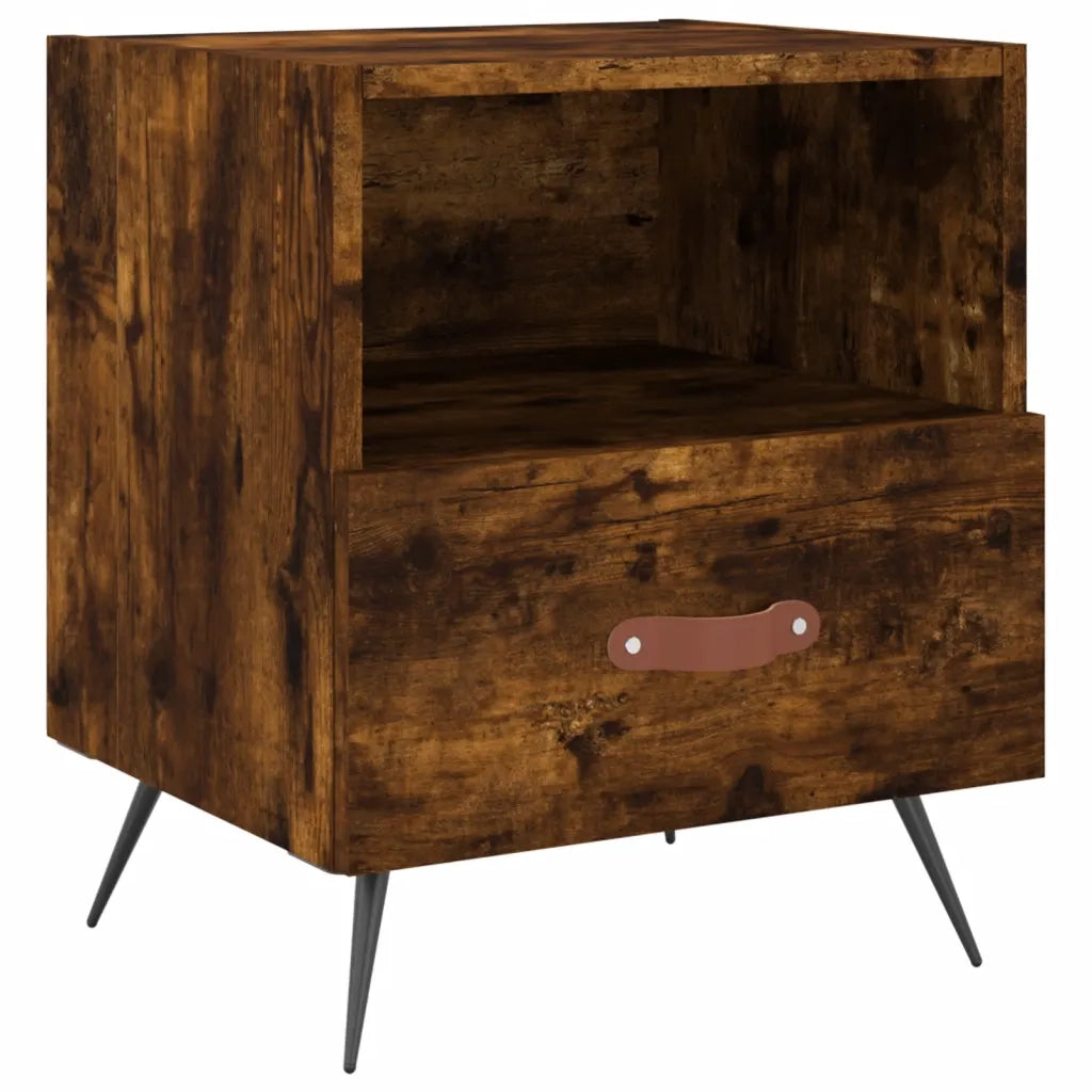 Comodino Rovere Fumo 40x35x47,5 cm in Legno Multistrato 827382