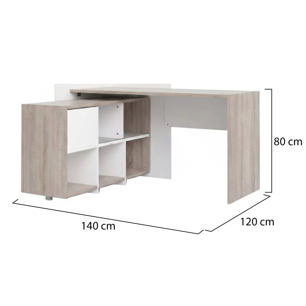 Canaro, Scrivania Angolare, 140x120x80.4h cm Marrone Quercia