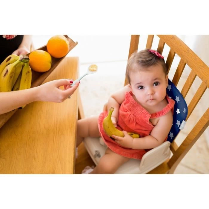 Alzasedia per tavolo da pranzo - BENBAT - Portatile e lavabile - Facile da piegare - Cintura di sicurezza regolabile - Blu marino