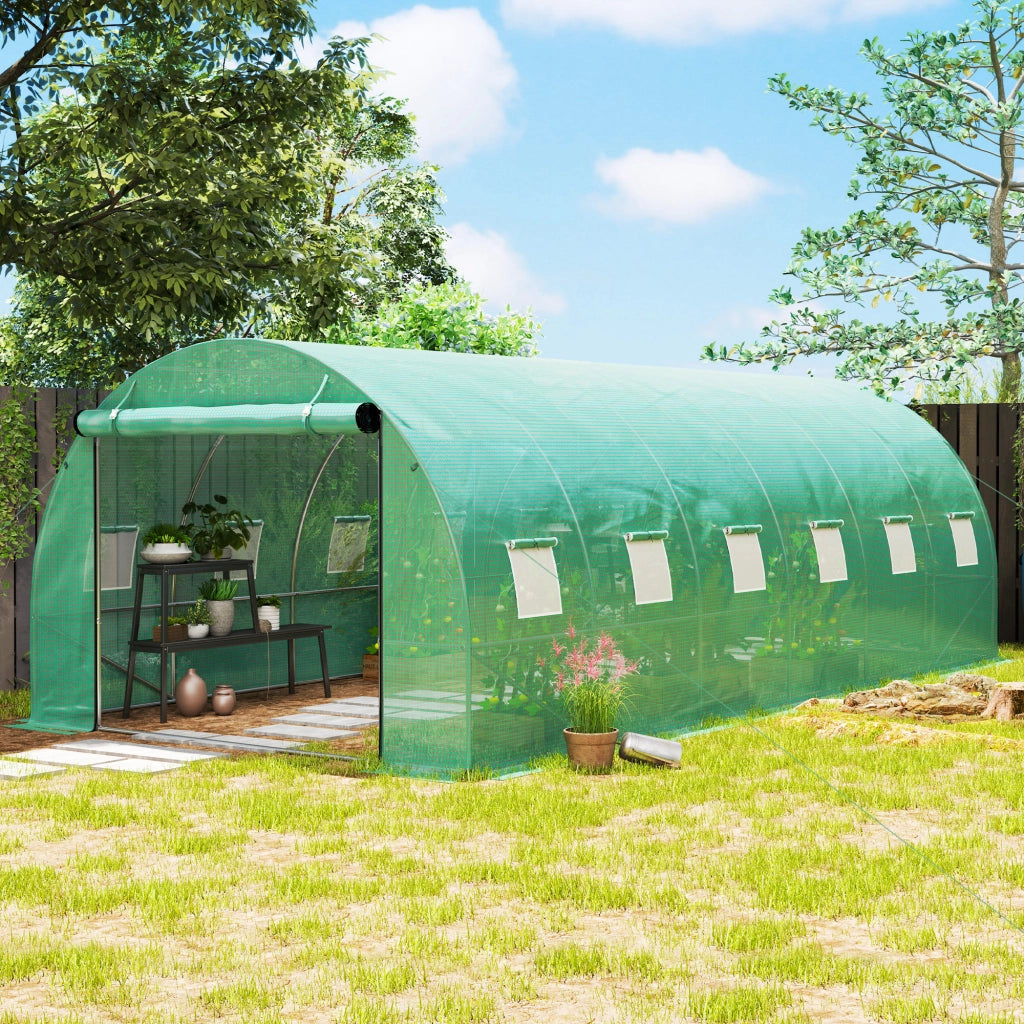 Tunnel Serra in Plastica con Telaio Acciaio e Porte a Rullo ¨C Zephmum ¨C Verde